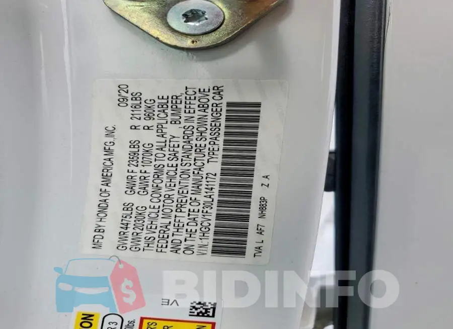 1HGCV1F30LA141172 Photo# 12