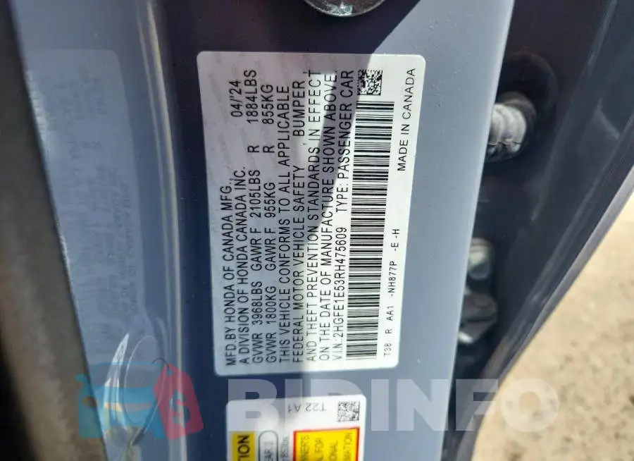 2HGFE1E53RH475609 Photo# 12