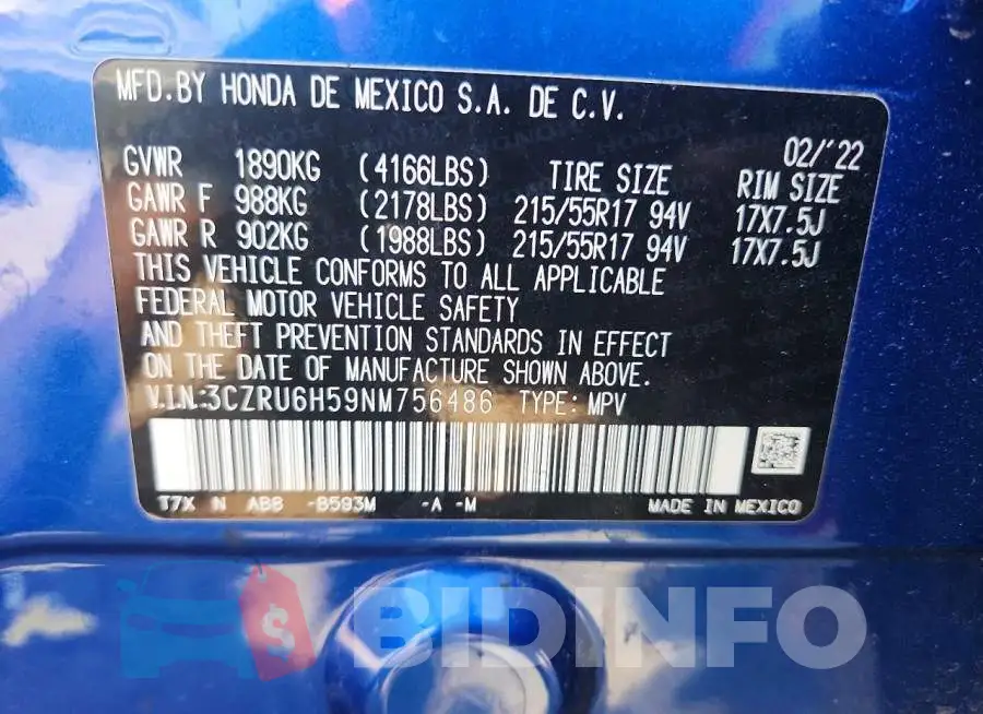 3CZRU6H59NM756486 Photo# 13