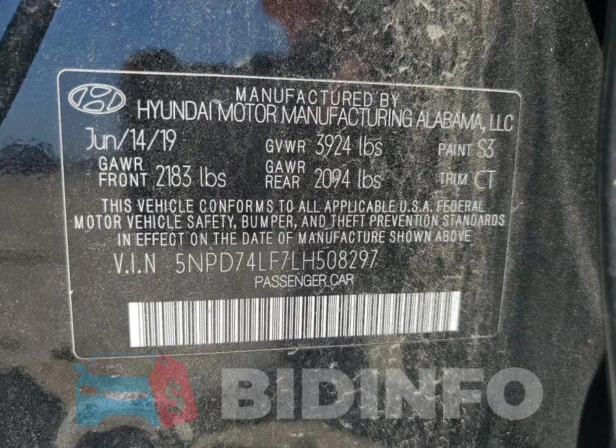 5NPD74LF7LH508297 Photo# 12