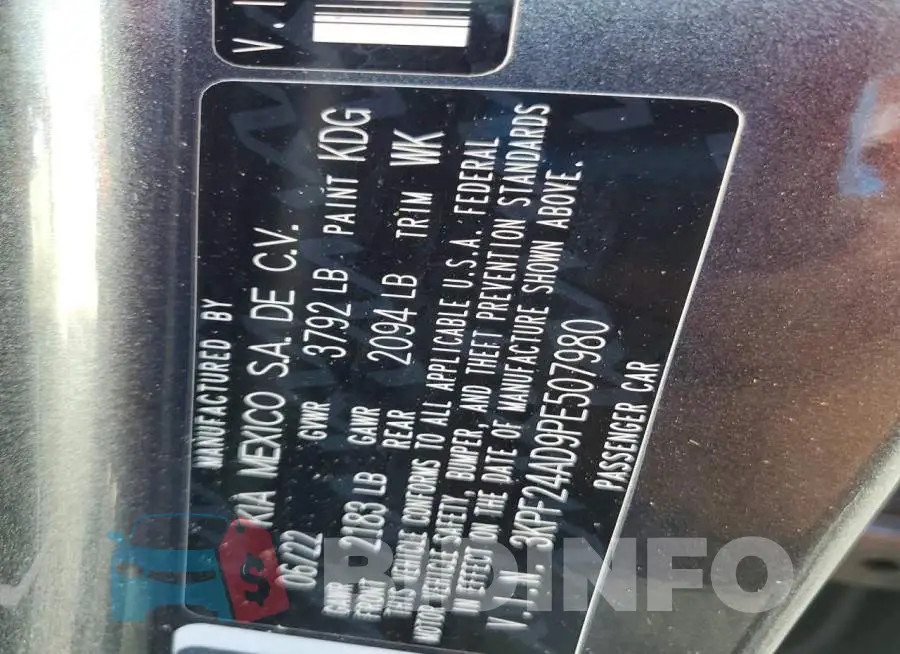 3KPF24AD9PE507980 Photo# 12