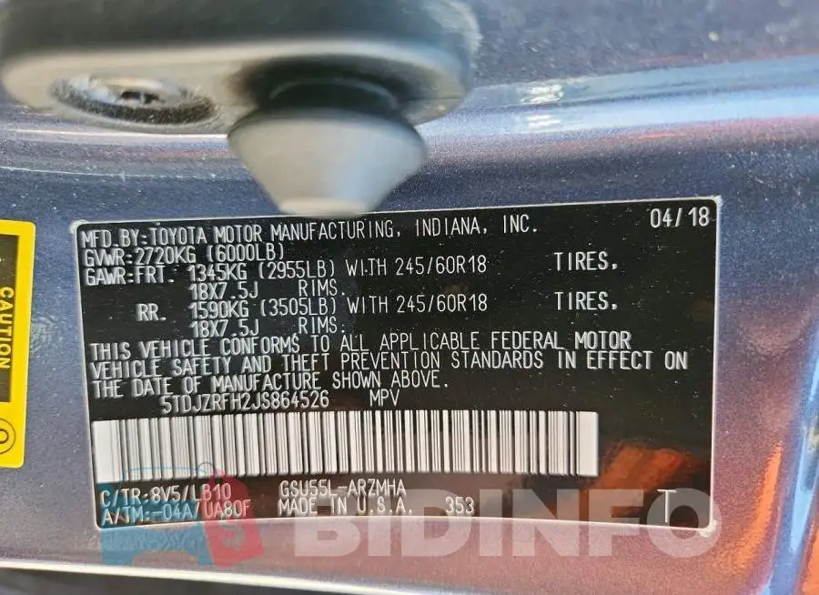 5TDJZRFH2JS864526 Photo# 14