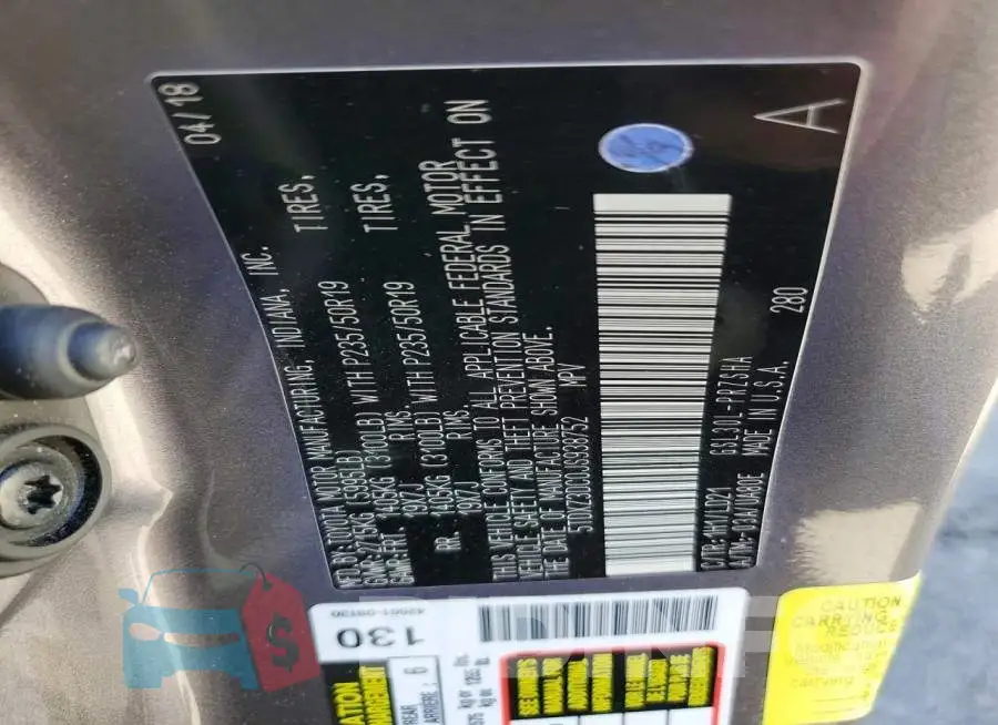 5TDXZ3DC0JS938752 Photo# 13