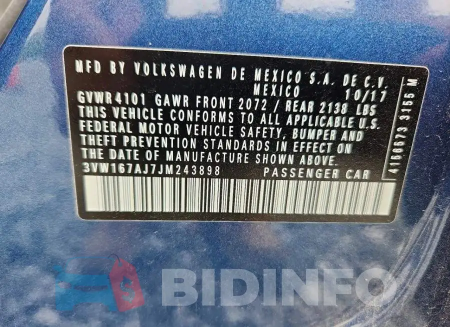 3VW167AJ7JM243898 Photo# 12