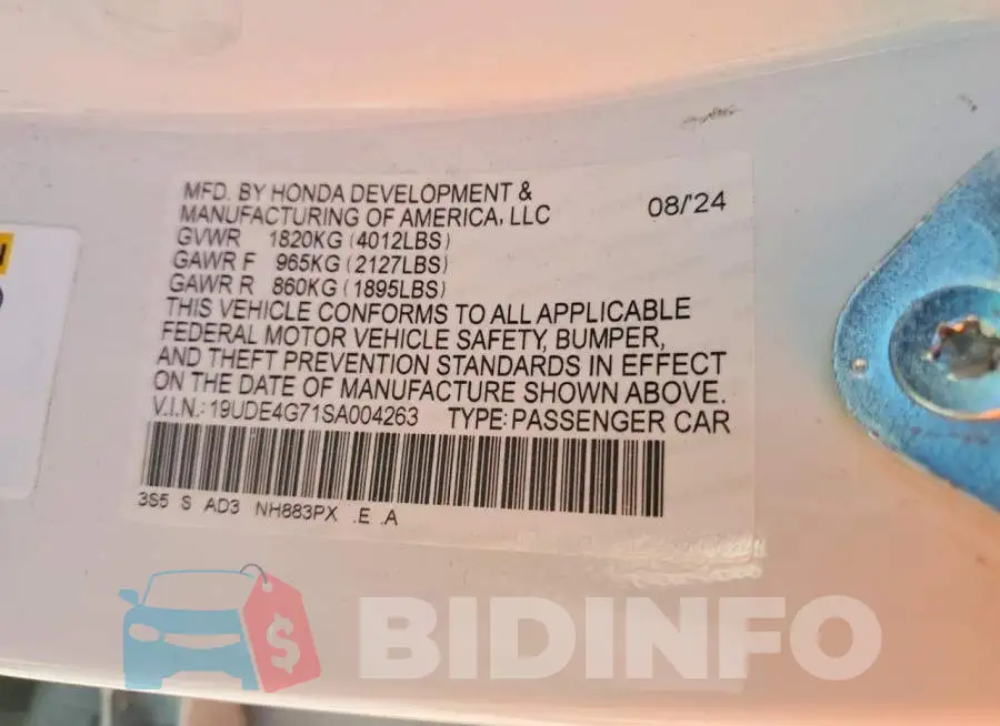 19UDE4G71SA004263 Photo# 13
