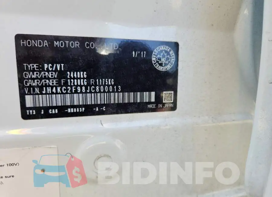JH4KC2F98JC800013 Photo# 13