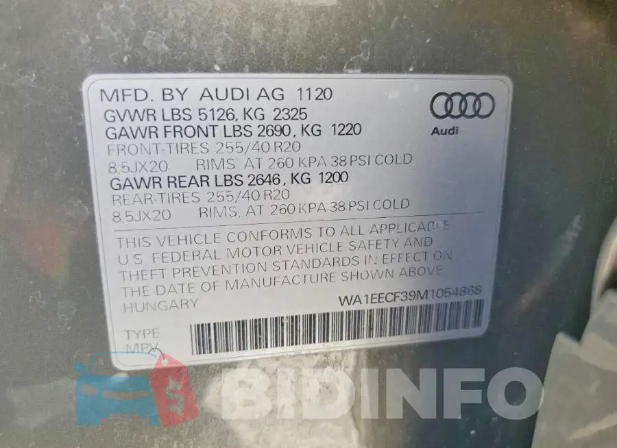 WA1EECF39M1054868 Photo# 13