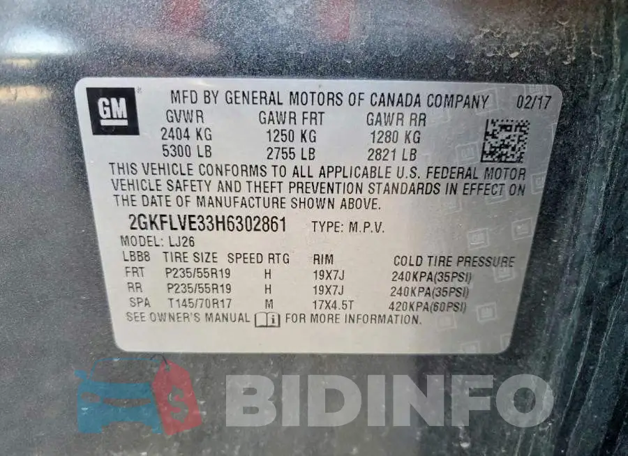 2GKFLVE33H6302861 Photo# 13