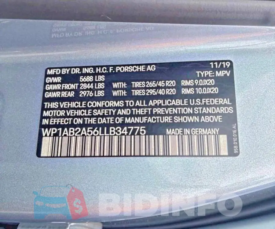 WP1AB2A56LLB34775 Photo# 10
