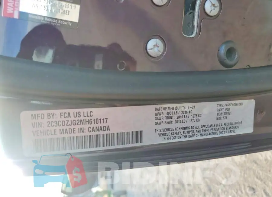 2C3CDZJG2MH610117 Photo# 12