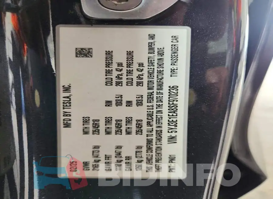 5YJ3E1EA8SF970236 Photo# 13