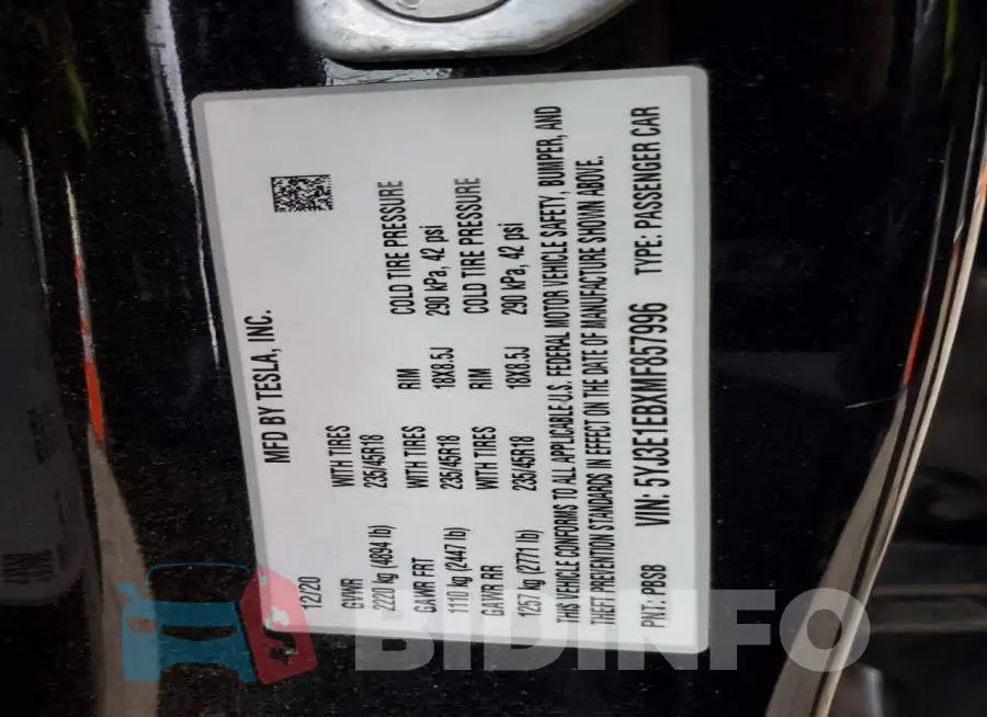 5YJ3E1EBXMF857996 Photo# 13