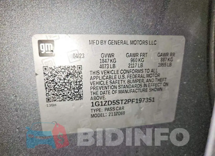 1G1ZD5ST2PF197351 Photo# 13