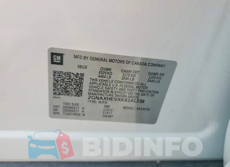 2GNAXHEVXK6141338 Photo# 13