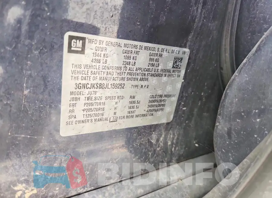 3GNCJKSB8JL159252 Photo# 13