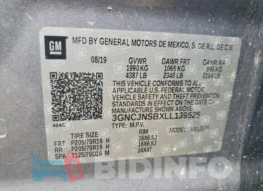 3GNCJNSBXLL139525 Photo# 13