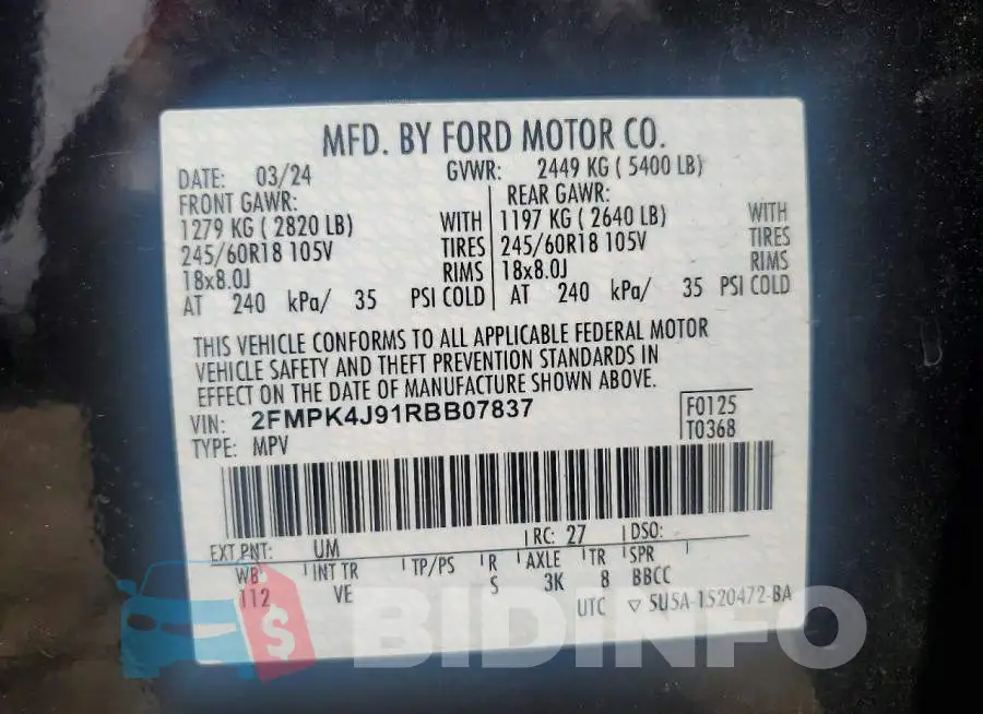 2FMPK4J91RBB07837 Photo# 13