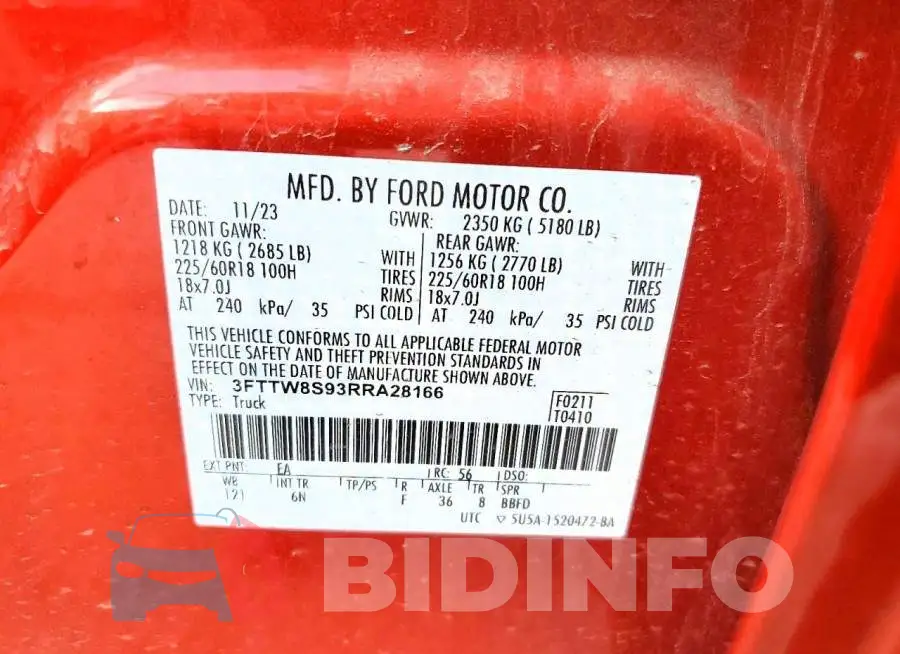 3FTTW8S93RRA28166 Photo# 12