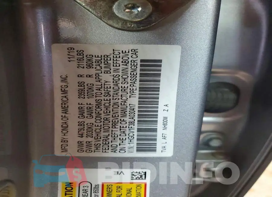 1HGCV1F38LA030417 Photo# 12