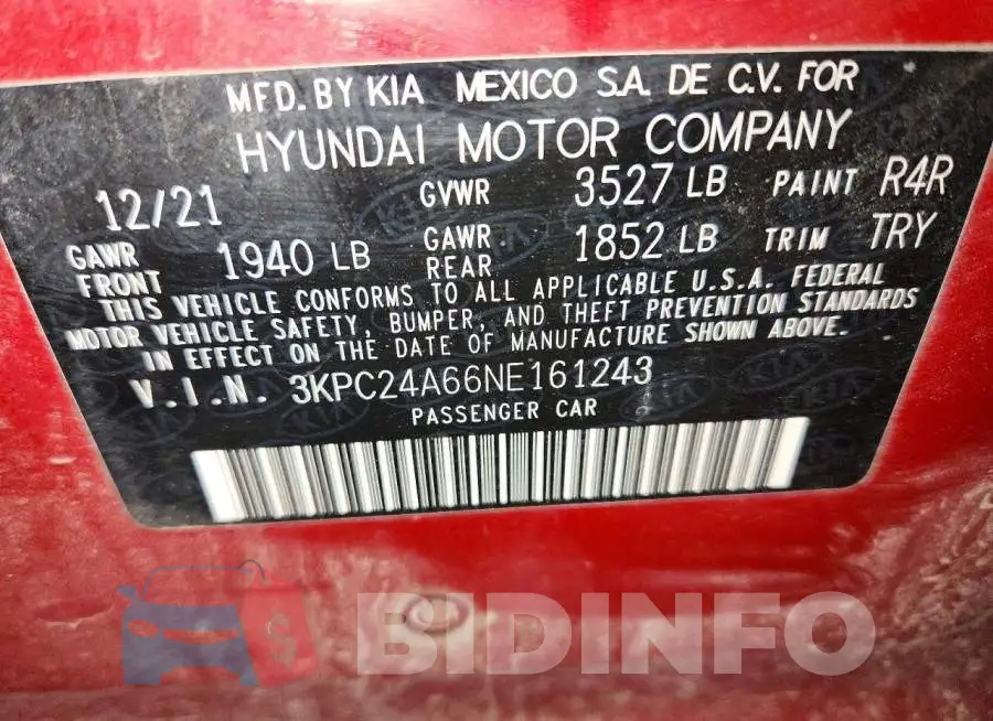 3KPC24A66NE161243 Photo# 12