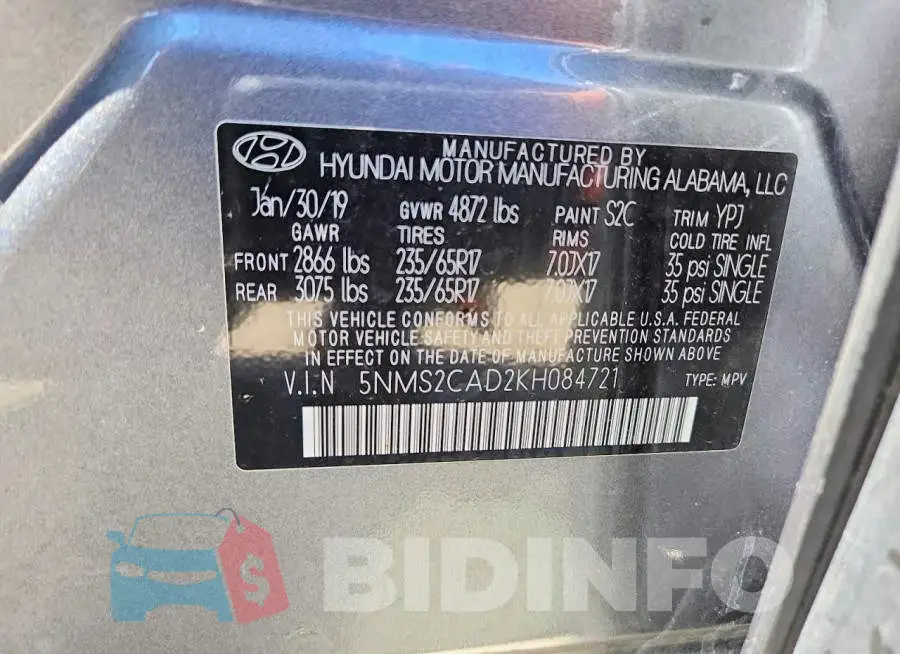5NMS2CAD2KH084721 Photo# 13