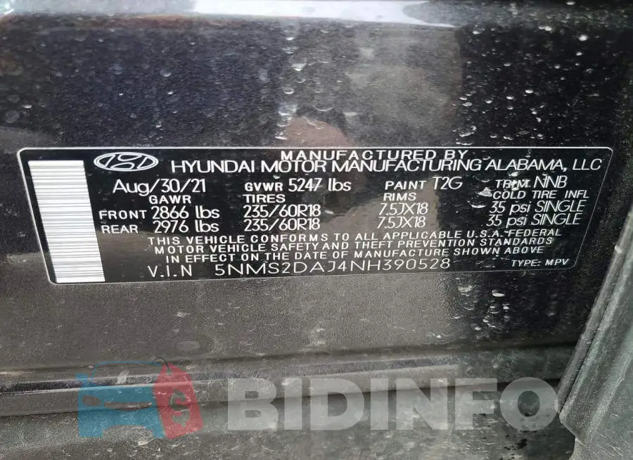 5NMS2DAJ4NH390528 Photo# 13