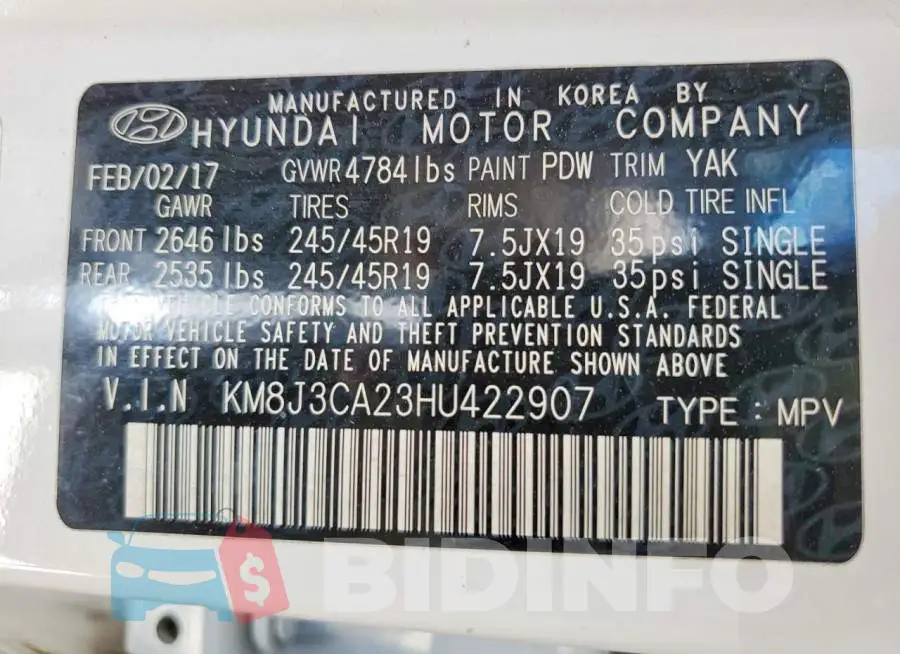 KM8J3CA23HU422907 Photo# 13