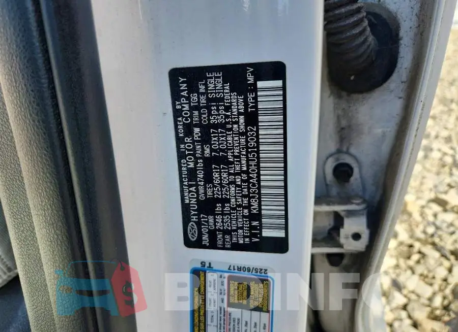 KM8J3CA40HU519032 Photo# 12