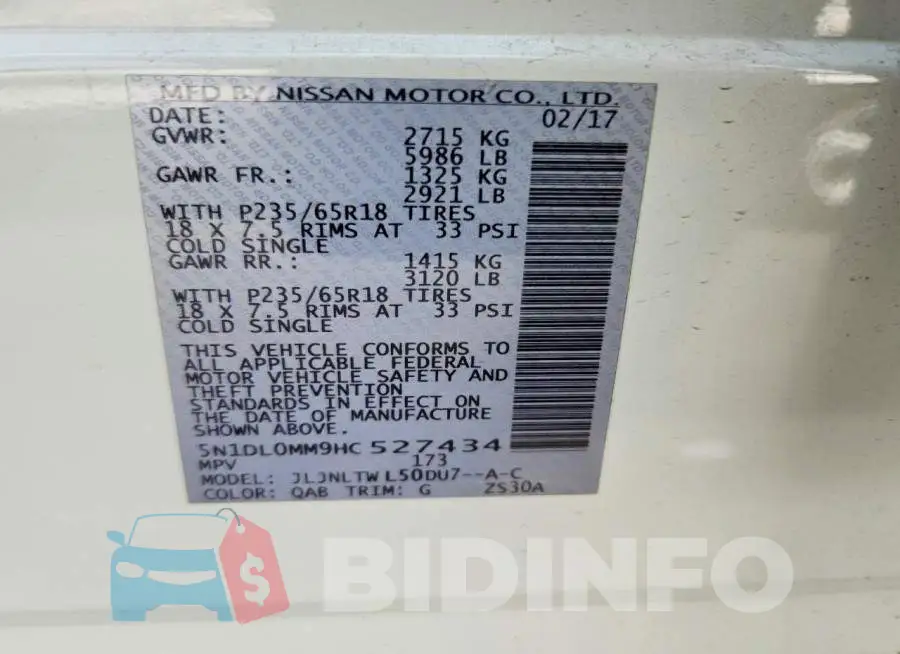5N1DL0MM9HC527434 Photo# 14