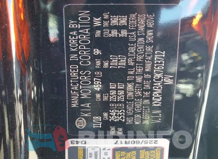 KNDPM3AC9K7613712 Photo# 13