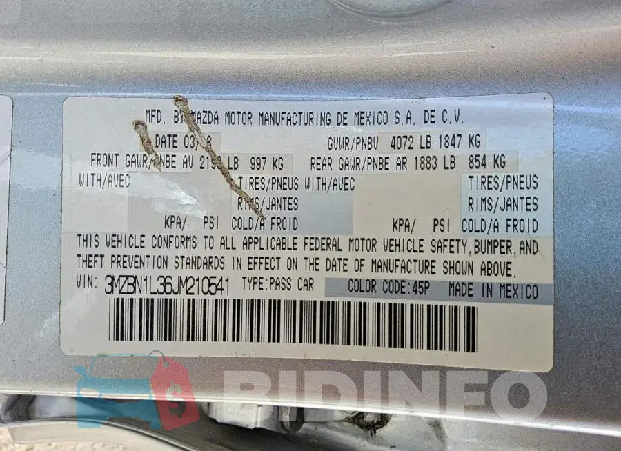 3MZBN1L36JM210541 Photo# 12