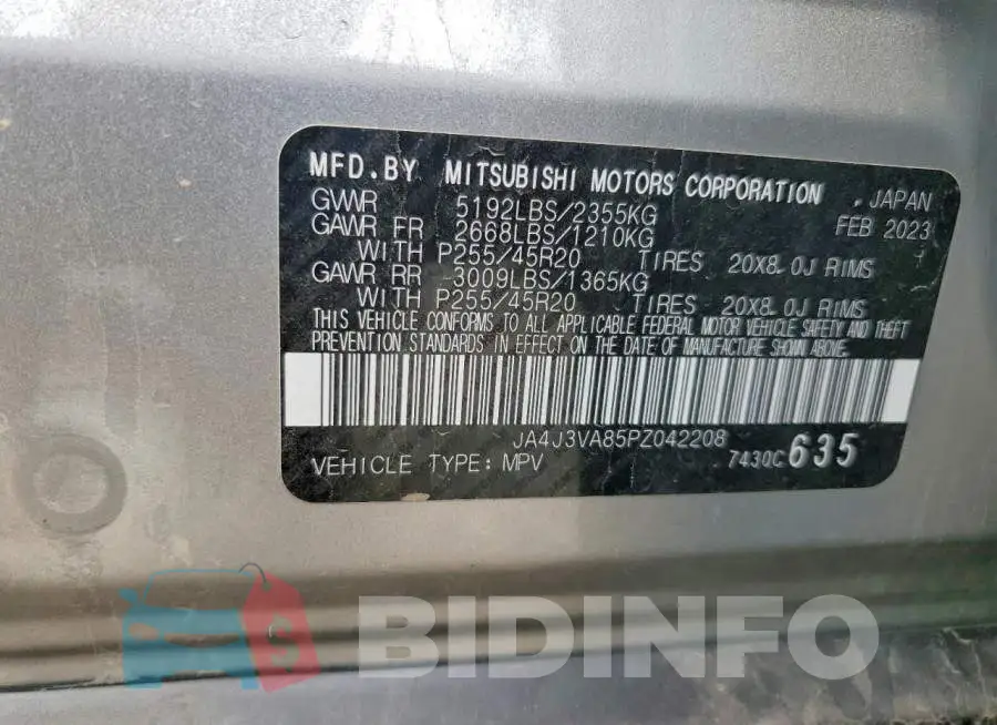 JA4J3VA85PZ042208 Photo# 13