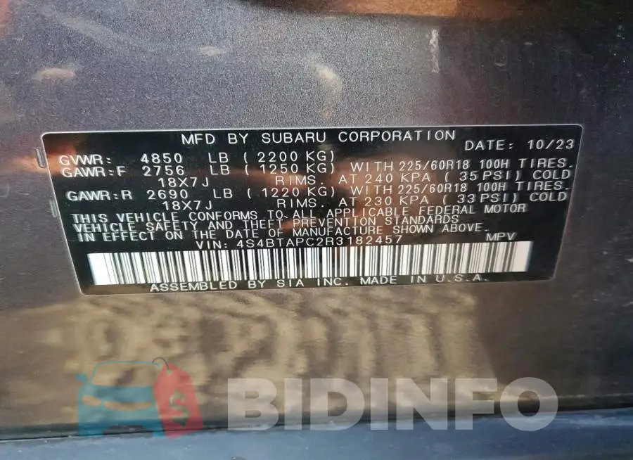 4S4BTAPC2R3182457 Photo# 13