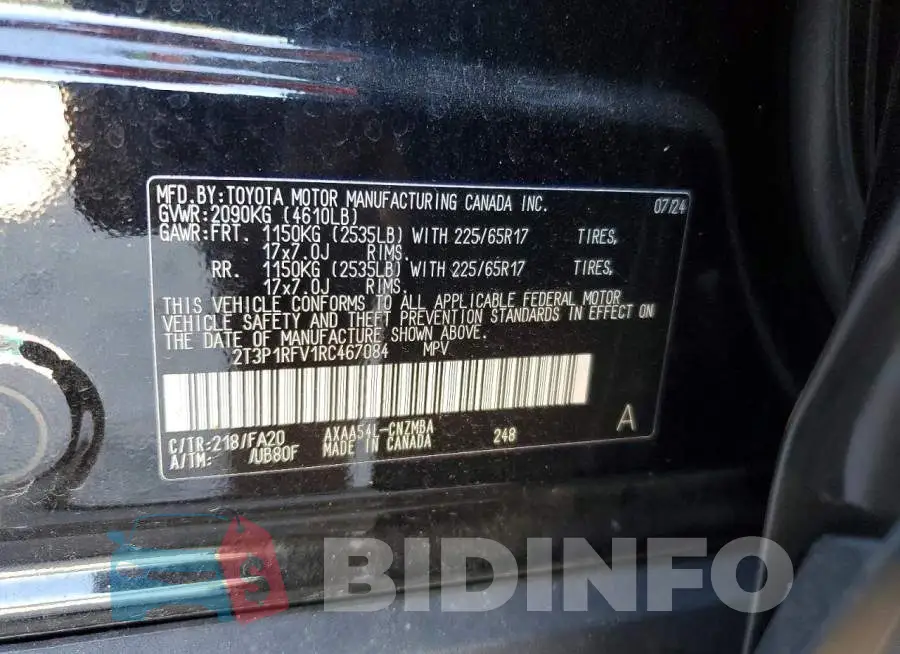 2T3P1RFV1RC467084 Photo# 13