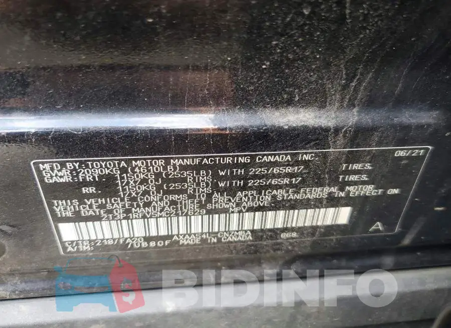 2T3P1RFV5MC217629 Photo# 14