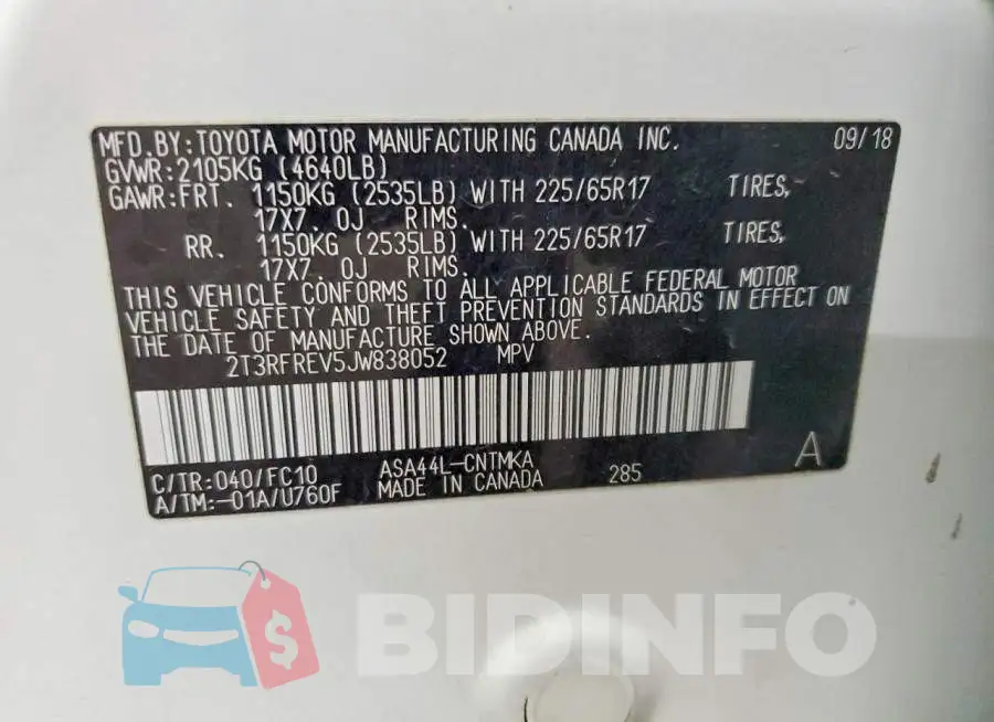 2T3RFREV5JW838052 Photo# 14