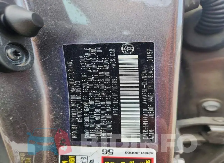 4T1C11BK1PU102890 Photo# 12