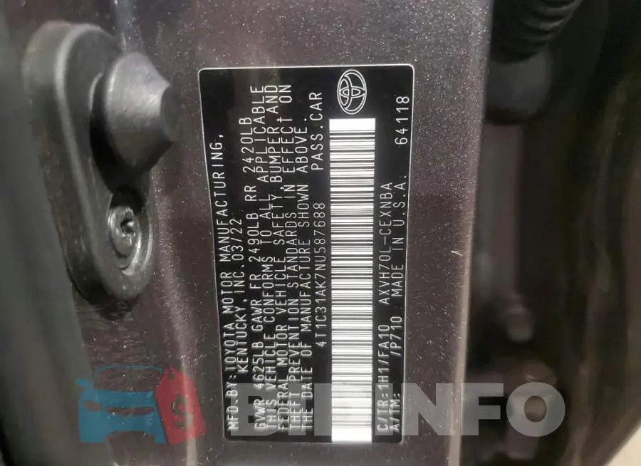 4T1C31AK7NU587688 Photo# 13