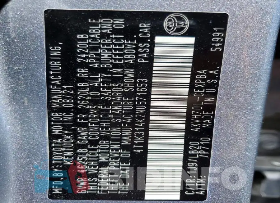 4T1K31AK2NU571653 Photo# 12