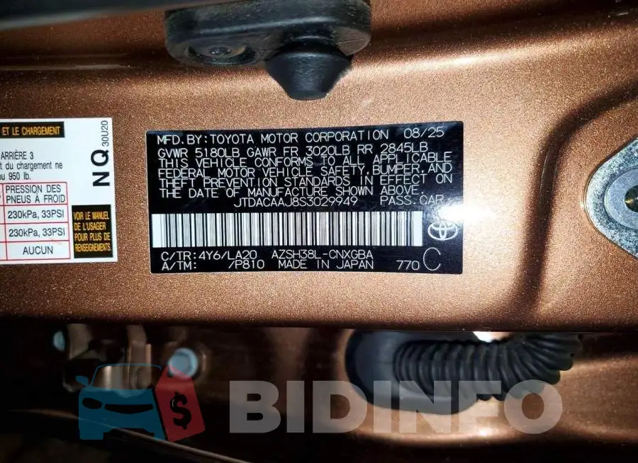 JTDACAAJ8S3029949 Photo# 13