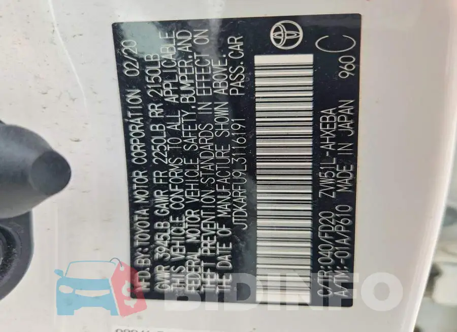 JTDKARFU9L3116191 Photo# 13