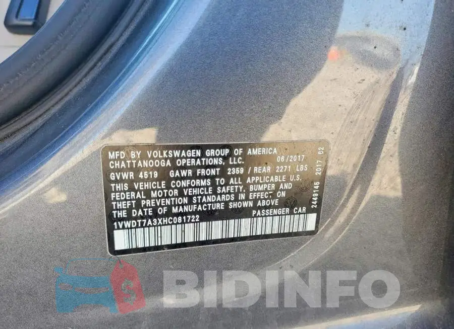 1VWDT7A3XHC081722 Photo# 12