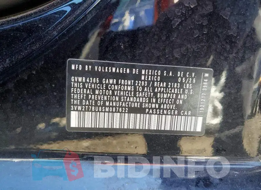 3VW2T7BU8SM087622 Photo# 12