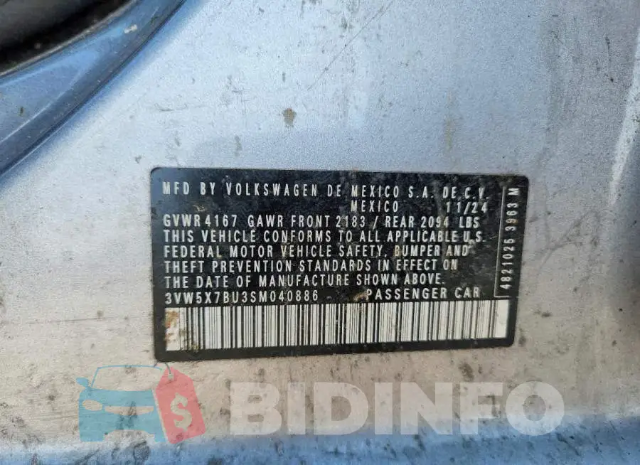 3VW5X7BU3SM040886 Photo# 12