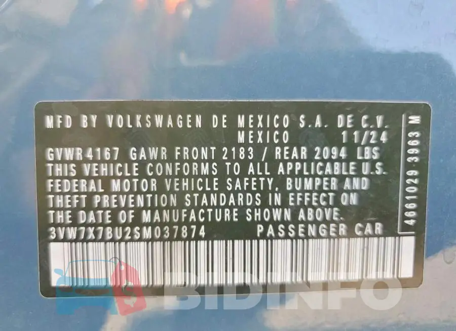 3VW7X7BU2SM037874 Photo# 12
