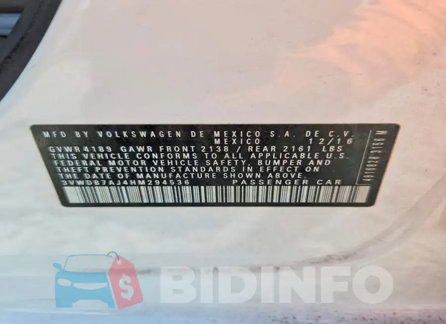 3VWDB7AJ4HM294536 Photo# 12