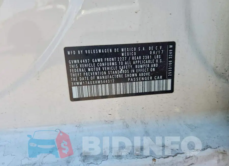 3VWM17AUXHM544312 Photo# 12