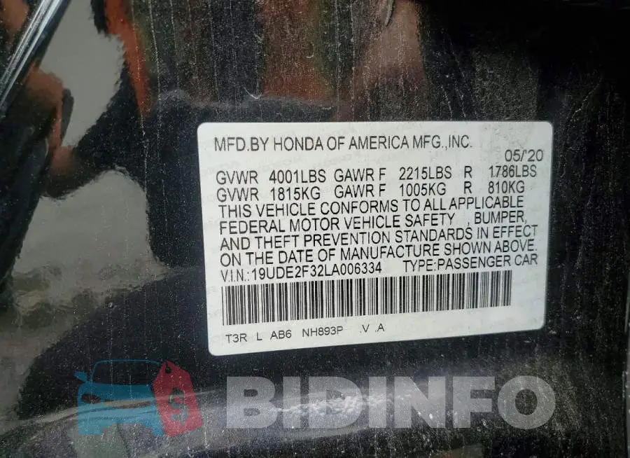 19UDE2F32LA006334 Photo# 12