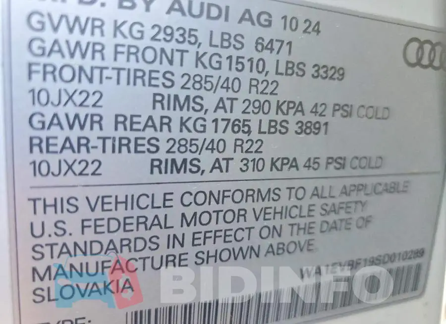 WA1EVBF19SD010289 Photo# 13