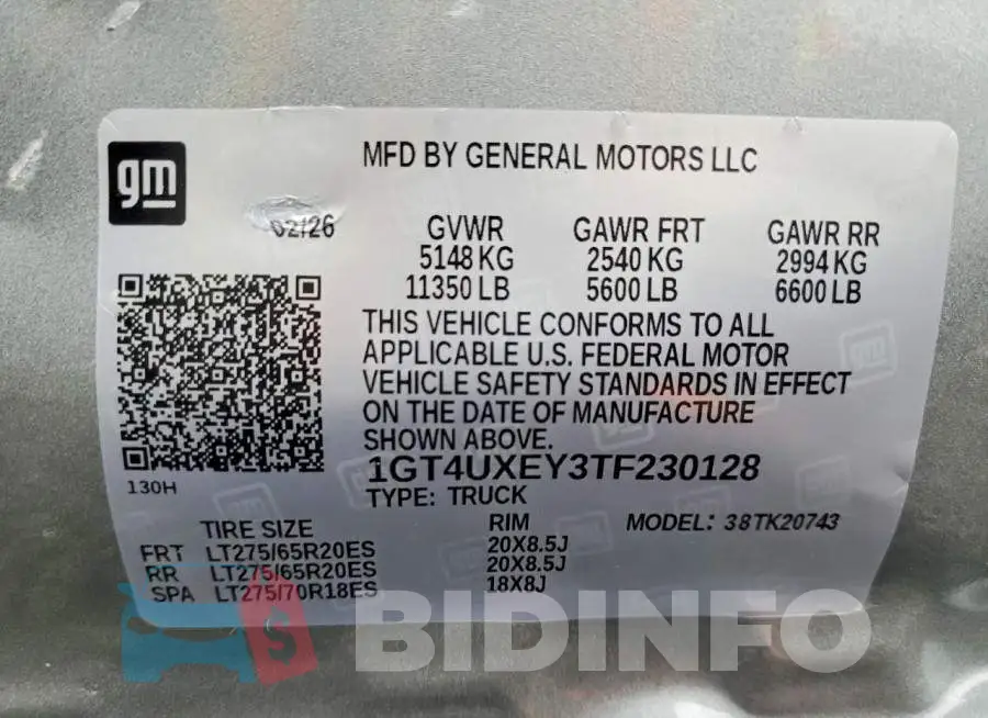 1GT4UXEY3TF230128 Photo# 12